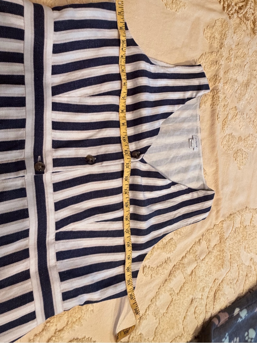 J. Crew Navy and White Vertical-Stripe Button-Front Midi Dress - Picture 5 of 11